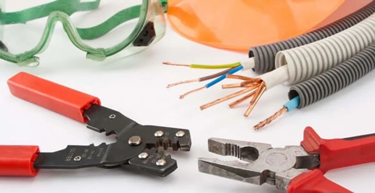 Electrical wiring repair with professional tools and safety equipment in Hollywood, SC